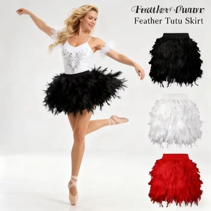 Jupe en plumes à ourlet irrégulier, robe de scène, style européen urbain