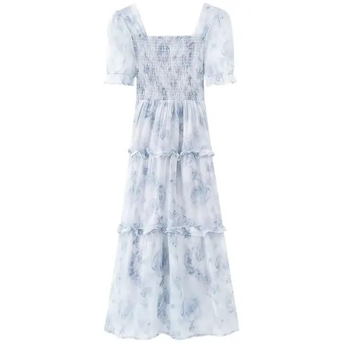 Haute qualité vente chaude en gros grande taille été nouveau Style doux jupe longue florale coupe ajustée douce robe de princesse femmes Y2K