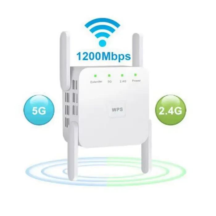 Répéteur WiFi sans fil amplificateur Wi-Fi 2.4G/5Ghz amplificateur Wi-Fi 300/1200 M Signal WiFi longue portée Extender Point d'accès
