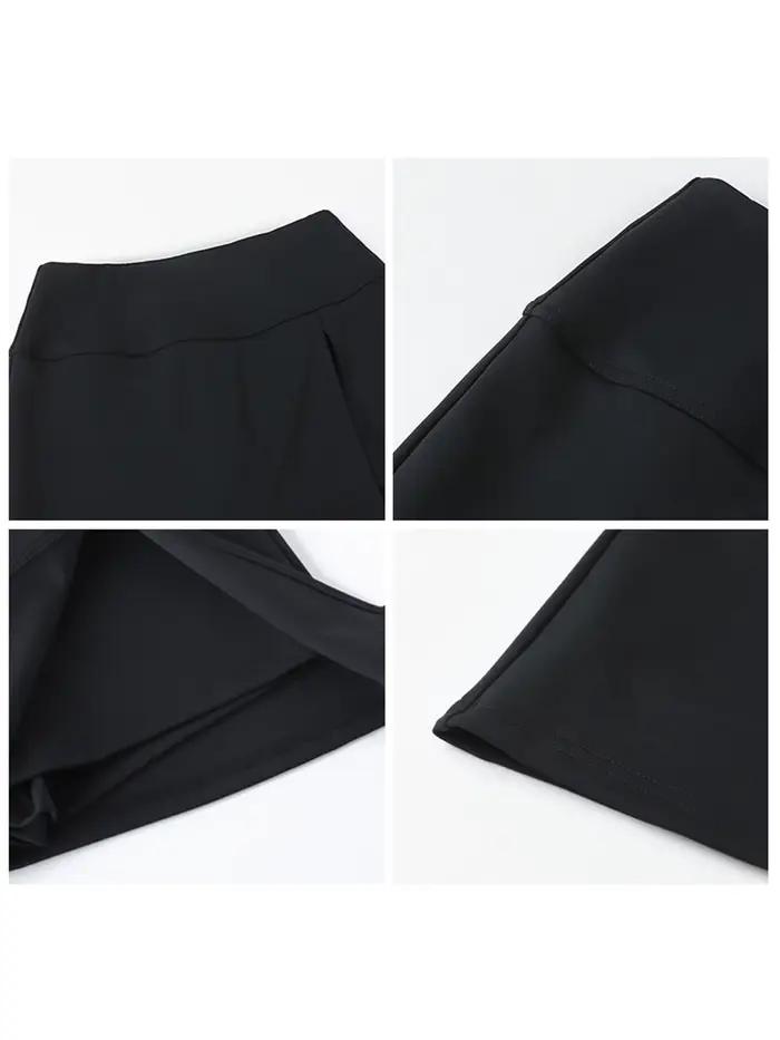 CHIC VEN Nouvelle Jupe Femme Coupe Trapèze Noire Fendue