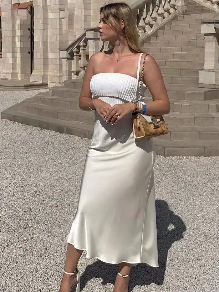 Jupe sirène HH en polyester satinée pour femmes junior style décontracté printemps été ocassions chic élégantes et plage