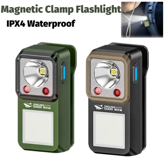 Lampe torche LED magnétique à clipser, éclairage ultra-durable pour l'extérieur, lampe de travail d'urgence, rechargeable, pour le camping et la randonnée