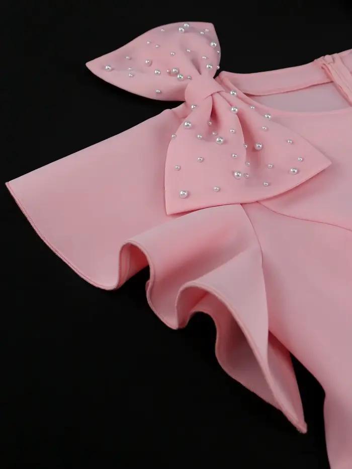 Robe Élégante à Col Rond et Manches Courtes pour Femme, Haut à Volants, Enveloppant la Hanche, Demi-Jupe, Ensemble d'Épissure, Haute Couture, 2024