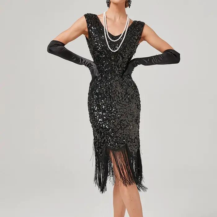 Robe de Soirée Vintage à Paillettes pour Femme