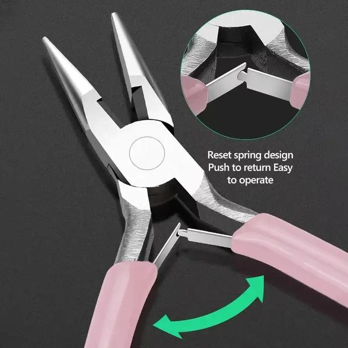 Kit d'outils et d'équipement de pince à bijoux, pince à fil de coupe antarctique ronde longue, accessoires d'outils exécutifs de bijoux de bricolage, 8 styles