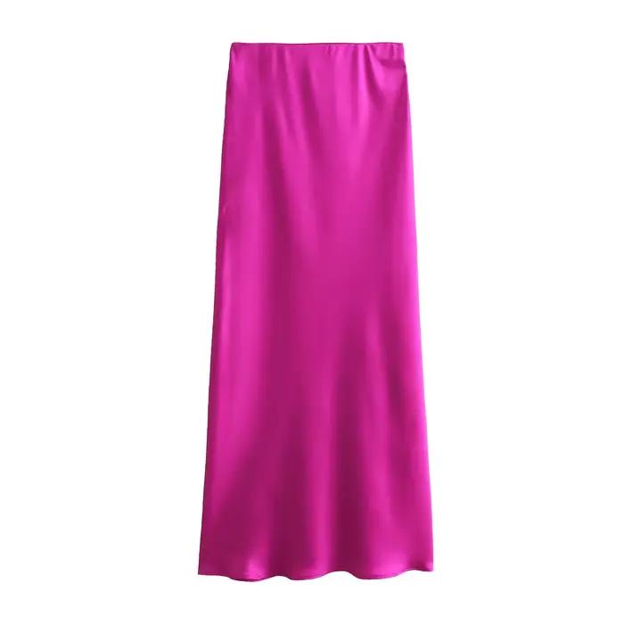Jupe mi-longue élégante en Satin de soie pour femmes