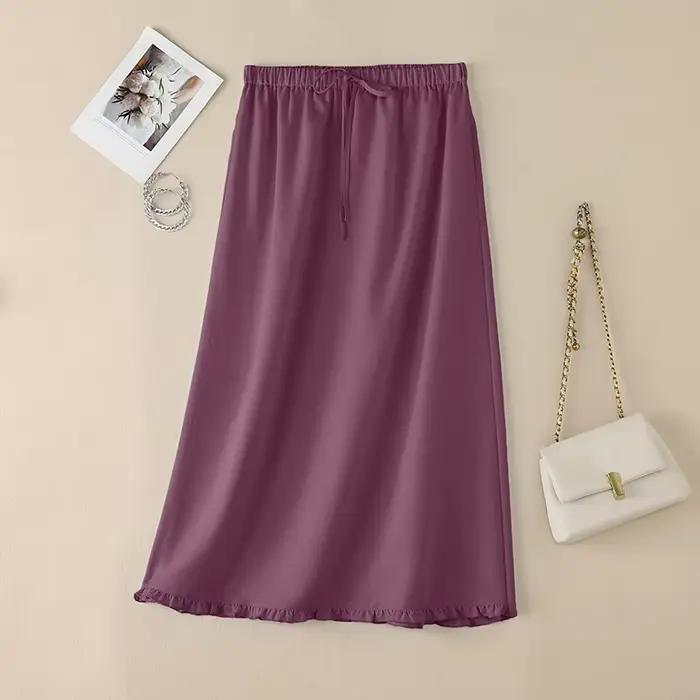 2026 ZANZEA Jupe Midi Femme Décontractée à Taille Élastique
