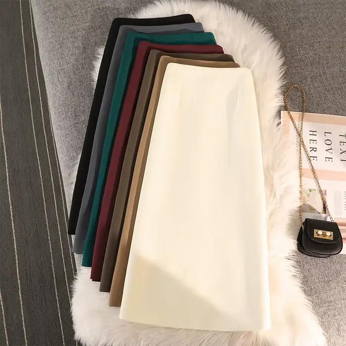 Jupe crayon taille haute zippée au dos pour femme
