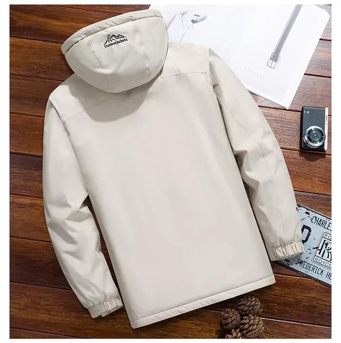 Veste d'hiver d'extérieur épaisse doublée de polaire pour hommes, manteau de sport décontracté à capuche, maintien de la chaleur amovible, en Fiber de Polyester