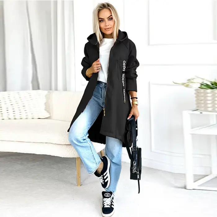Manteau à capuche en polaire pour femmes, veste de sport décontractée à manches longues avec fermeture éclair, coupe-vent chaud pour l'automne et l'hiver