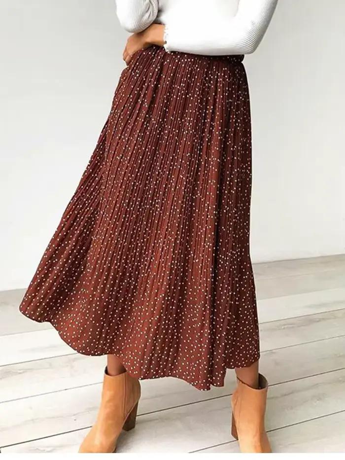 Jupe mi-longue plissée à imprimé Floral pour femmes, taille haute élastique, poches latérales, bas féminin élégant, été 2023