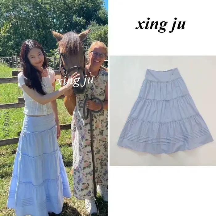 Kpop chanteur Jennie taille haute tempérament plissé gâteau jupe femmes Jazz danse Costume scène Festival fête Performance vêtements