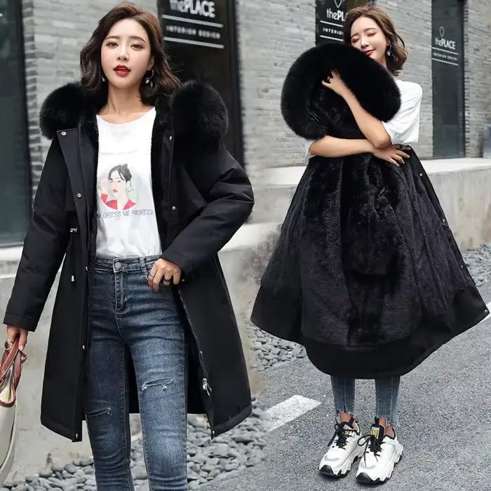 Veste d'hiver 2026 nouvelles femmes Parka vêtements Long manteau doublure en laine à capuche col de fourrure épais chaud