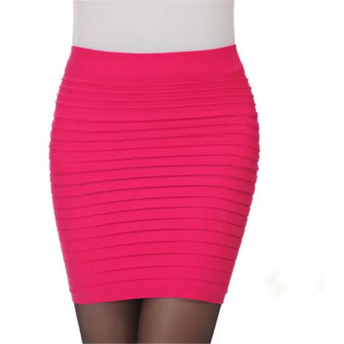Jupe plissée élastique taille haute pour femme