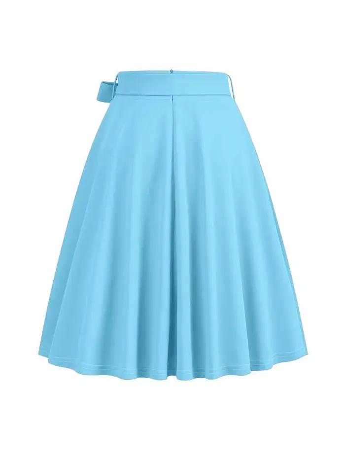 Femmes rétro Vintage Midi jupe longue solide élégant Faldas taille haute une ligne 50s balançoire jupes