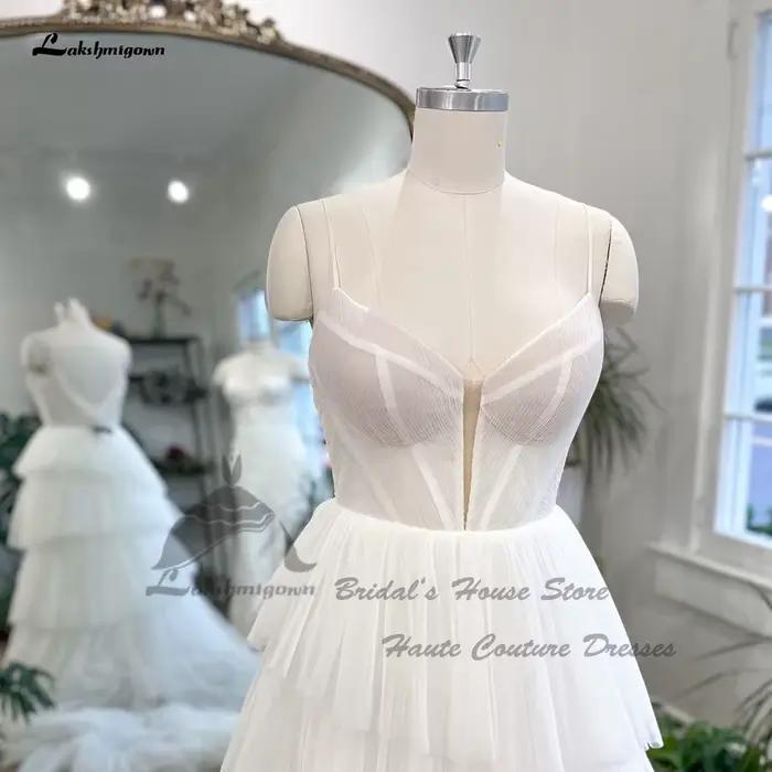 Yanshmigown-Robes de mariée princesse dos nu, tulle blanc cassé, robe de mariée à la plage, robe longue personnalisée, 2025