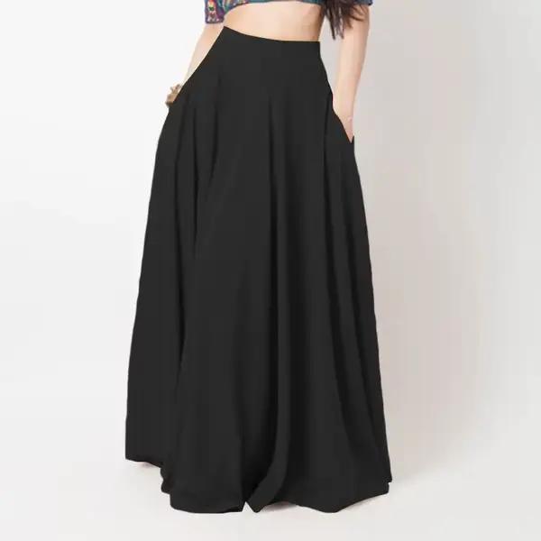 2025 printemps femmes jupe noir tempérament confortable plissé mode décontracté taille élastique rouge