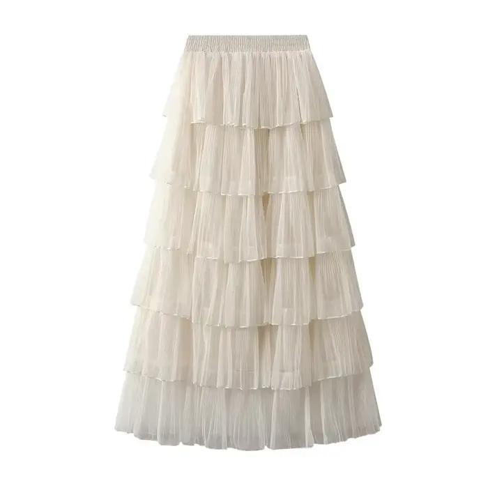 Jupe mi-longue en maille coréenne pour femme