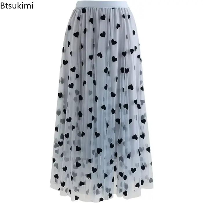 Jupes femmes français rétro maille 2026 taille haute Midi a-ligne jupe en peluche en forme de coeur moelleux