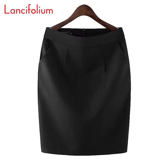 Genou longueur travail bureau taille haute jupe femmes été Vintage formel OL