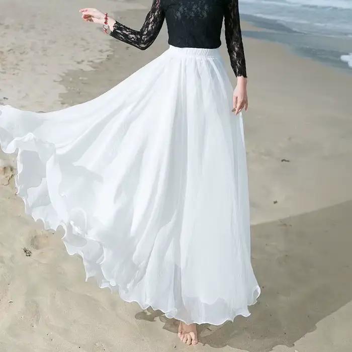 Robe de danse taille haute en mousseline de soie dorée pour femmes