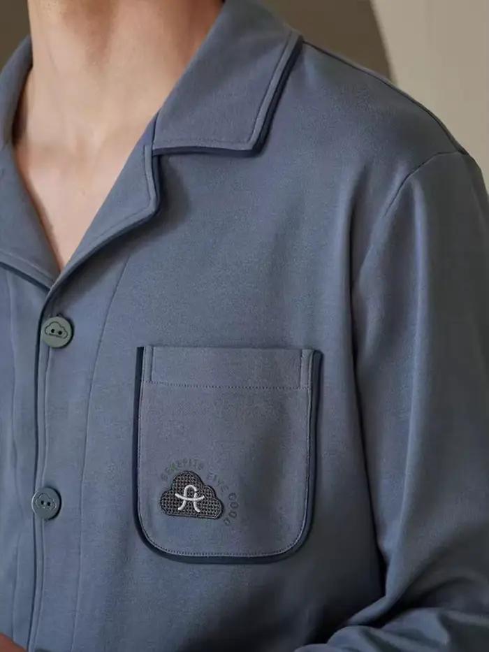 Pyjama Deux Pièces à Manches sulfpour Homme, Vêtement observateur, Trempé, pour Jeune Maison, Printemps et Automne