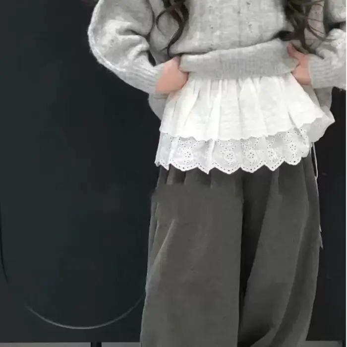 Jupe en dentelle florale en coton pour bébés filles, vêtements de princesse pour tout-petits, vêtements en couches solides pour enfants, 3 à 10 ans, mode