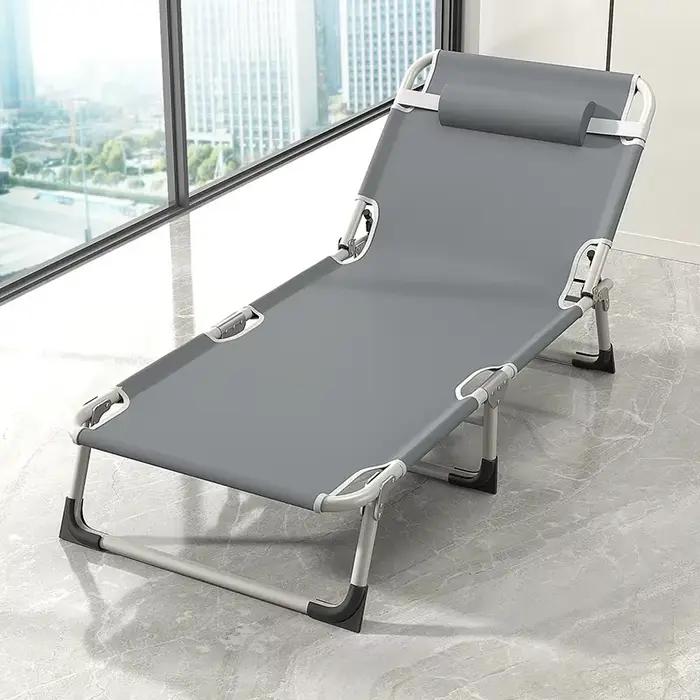 Chaise longue pliante d'extérieur, sans Installation, chaise de plage, de bronzage pour adultes, lit de camp de sieste, chaise longue multifonctionnelle