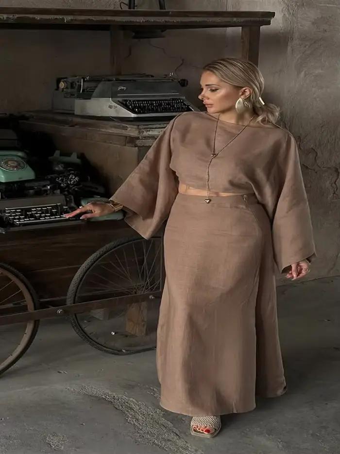 Costume jupe ample doublé de coton pour femmes