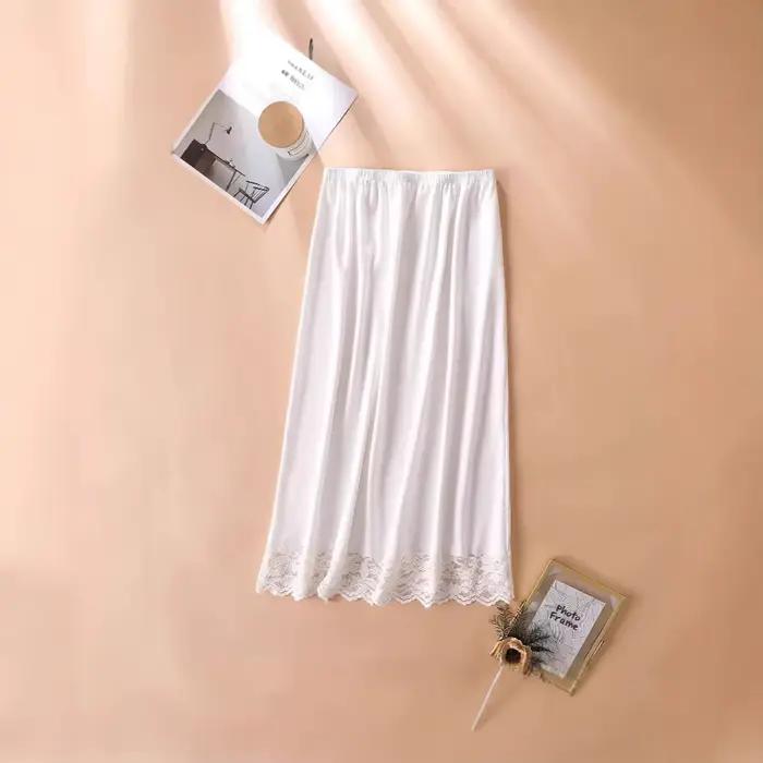 Jupon en dentelle anti-transparence, coupe trapèze mi-longue, doublure anti-frottement pour femme, 70 cm/27,56 pouces de long