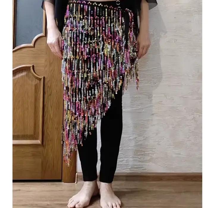 Jupe à Franges à Paillettes pour Femme, Écharpe de Hanche pour Festival, Spectacle sur Scène, Costume à Paillettes, Tenue de Rotterdam Kly Round Belt