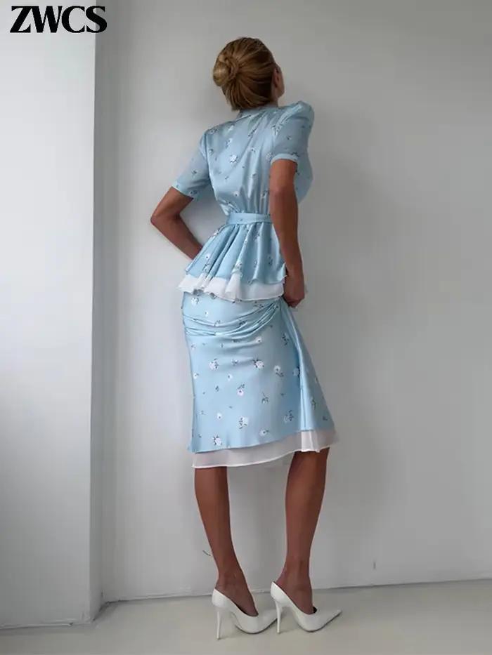 Ensemble de jupes pour femmes à imprimé floral et volants