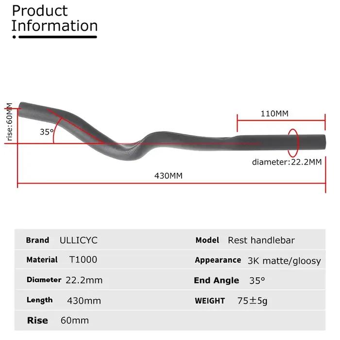 Vélo de route DEDA pour triathlon et contre-la-montre, guidon de repos TT 3K entièrement en carbone mat/brillant 35 ° Pour guidon d'extension Aero