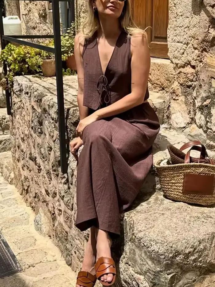HH femmes été élégant a-ligne plissée jupe Midi mode solide cordon taille haute jupes femme robe longue décontractée