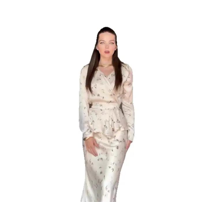 Femmes Eid jupes longues haut costume de fête musulman 2 pièces ensemble fleur imprimé dubaï Islam arabe saoudien tenues jupe Ensembles Ramadan