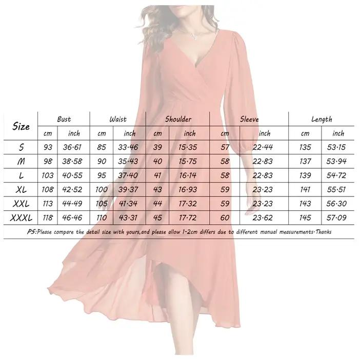 Robe en mousseline de soie fluide à plusieurs niveaux pour femme, robe trapèze plissée, col en V, manches longues, longueur midi, robe éducative, robe d'invité de mariage
