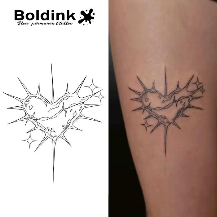 Tatouage temporaire épiné Lov Boldink, dure jusqu'à 15 jours, nouvelle technologie, autocollant semi-permanent magique étanche.