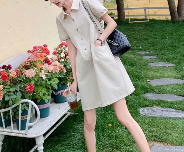 Jupe Polo pour Femme Été 2026 Nouveau Style Simple avec Cordon de Serrage à la Taille Robe Courte Ample