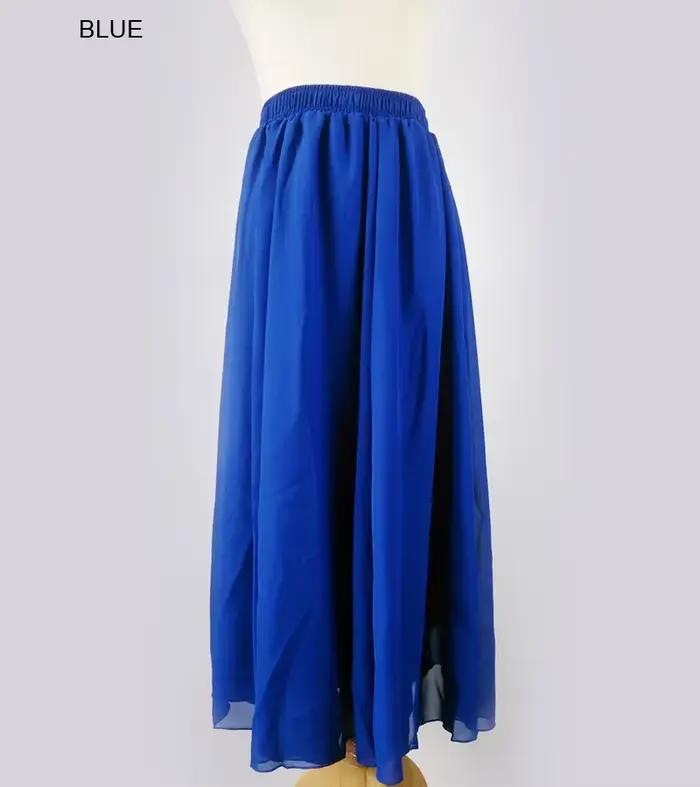 Jupe Longue Plissée en Mousseline de Soie pour Femme