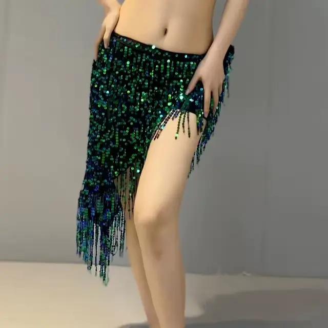 Jupe à Franges à Paillettes pour Femme, Écharpe de Hanche pour Festival, Spectacle sur Scène, Costume à Paillettes, Tenue de Rotterdam Kly Round Belt