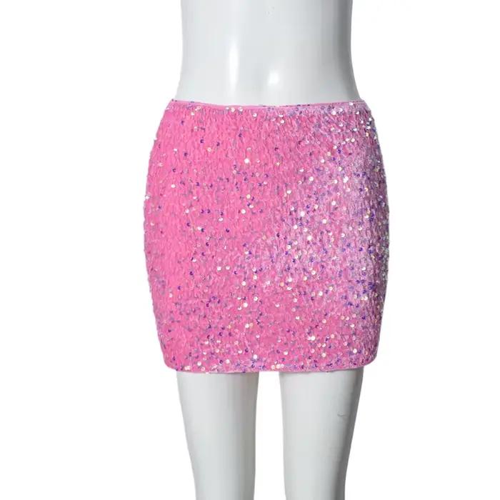 Talenza rose paillettes jupe courte Vintage perlée Sexy filles chaudes maigre