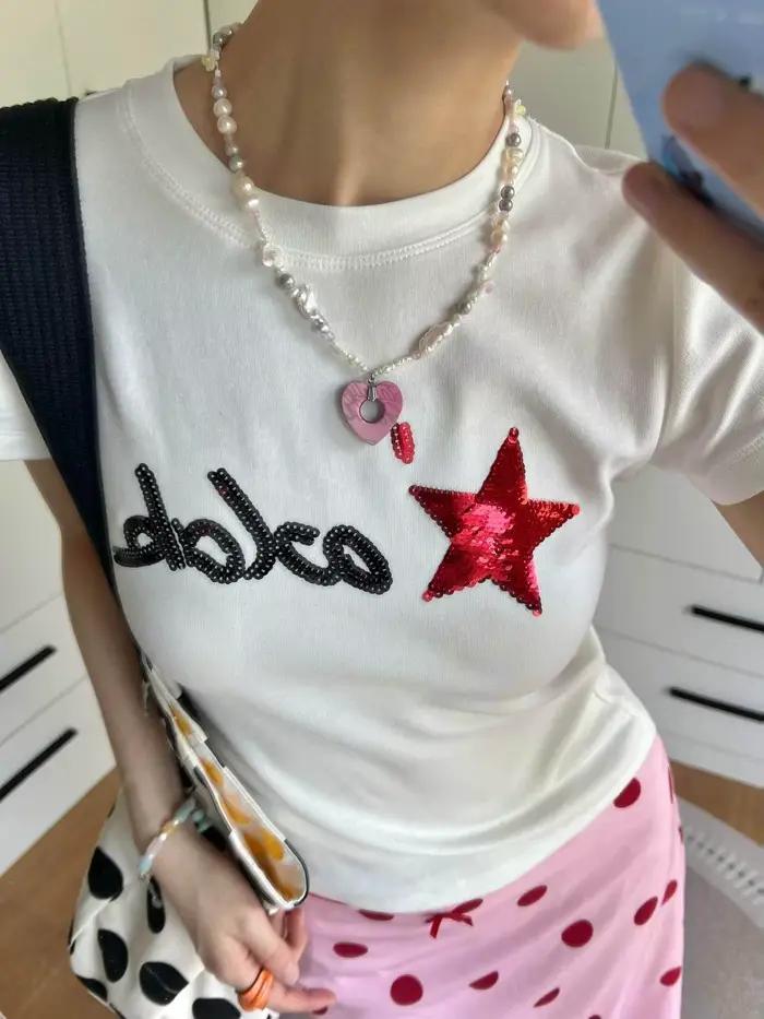 Jupe mi-longue tube droite à pois rose style rétro américain pour femme