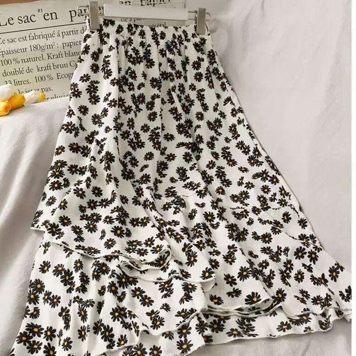 Jupes taille haute en mousseline de soie pour femmes, ourlet irrégulier, volants, chic, élégant, fleur, charmant, streetwear, loisirs, femme, assressenti, mode