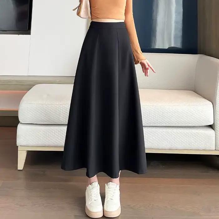 2025 printemps été nouveau blanc taille haute bureau une ligne longue jupe évasée pour les femmes élégant décontracté Y2k Streetwear vintage jupes