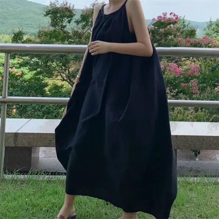 Robe Longue en Coton et Lin Précieux pour Femme
