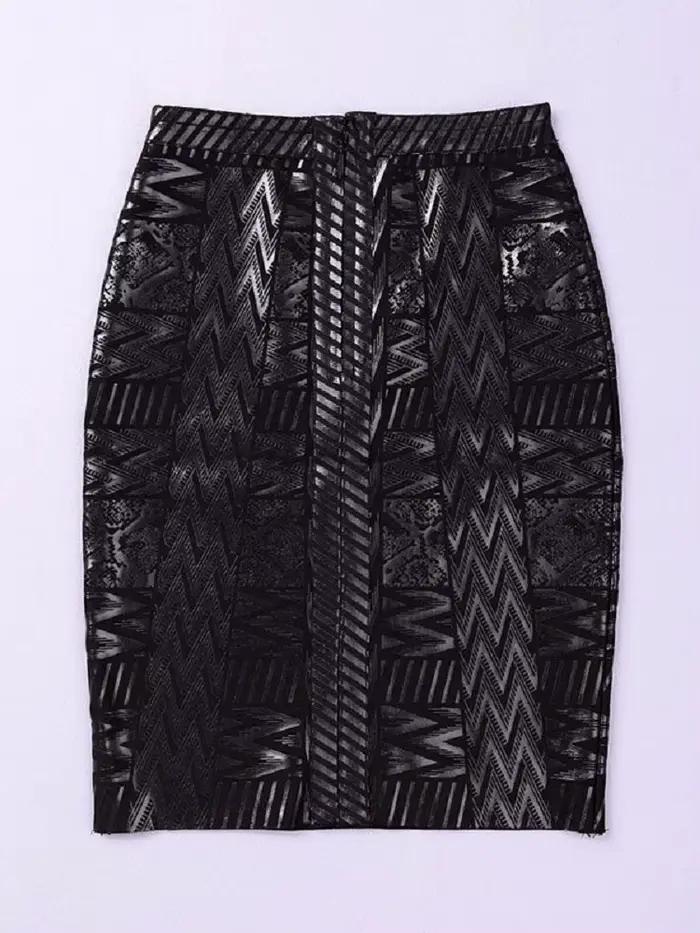 BEAUKEY-Jupe Crayon en Cuir D.lique Noir pour Femme, Couleur Unie, Géométrique, Taille Haute, Sexy, Longueur aux Genoux, pour Bureau