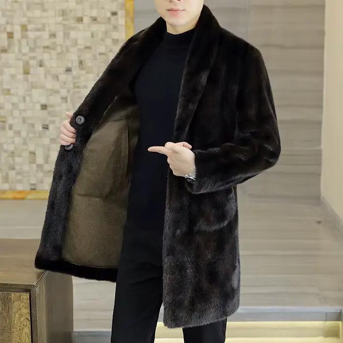 Double face portable mi-longue épaisse fourrure coupe-vent veste 2025 hiver décontracté chaud en peluche pardessus vêtements d'extérieur polaire Trench manteaux