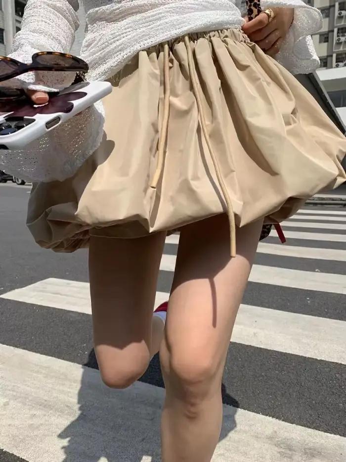 Vintage doux jupe courte femmes kaki Harajuku Style japonais Mini jupes décontracté taille haute noir à lacets