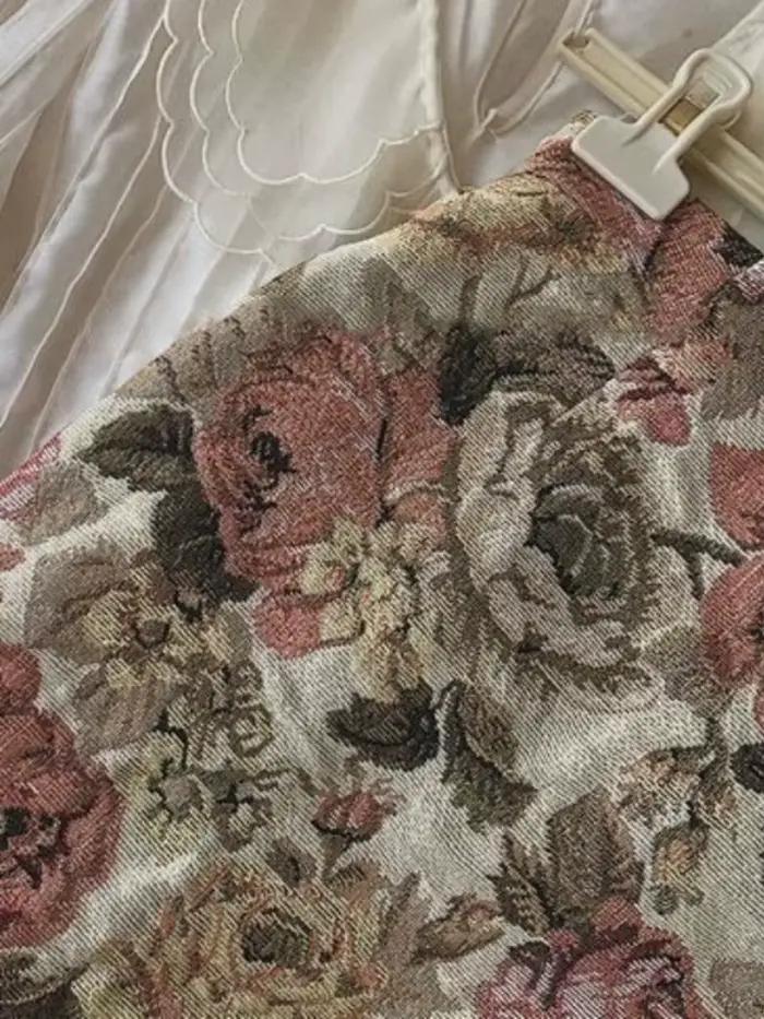 Style américain jupes femmes rétro Streetwear été fête dames florale Mini à la mode taille haute mince Maillard doux Faldas confortable