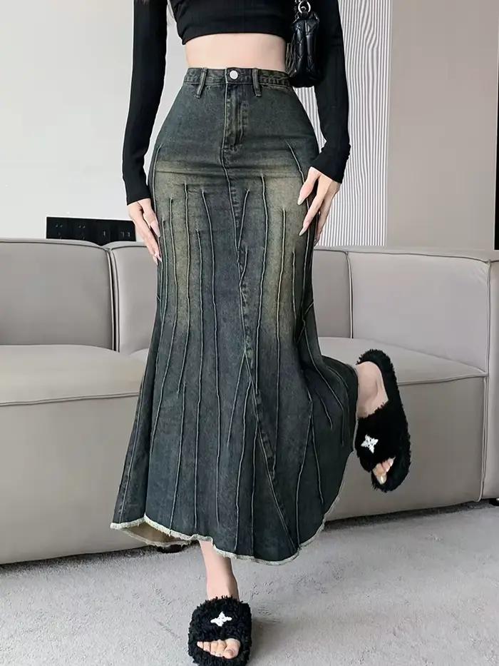 Vintage déchiré femmes sirène jupe 2023 nouvelle mode Y2K Streetwear jean jupes femme rétro décontracté irrégulière hanche jupes Denim